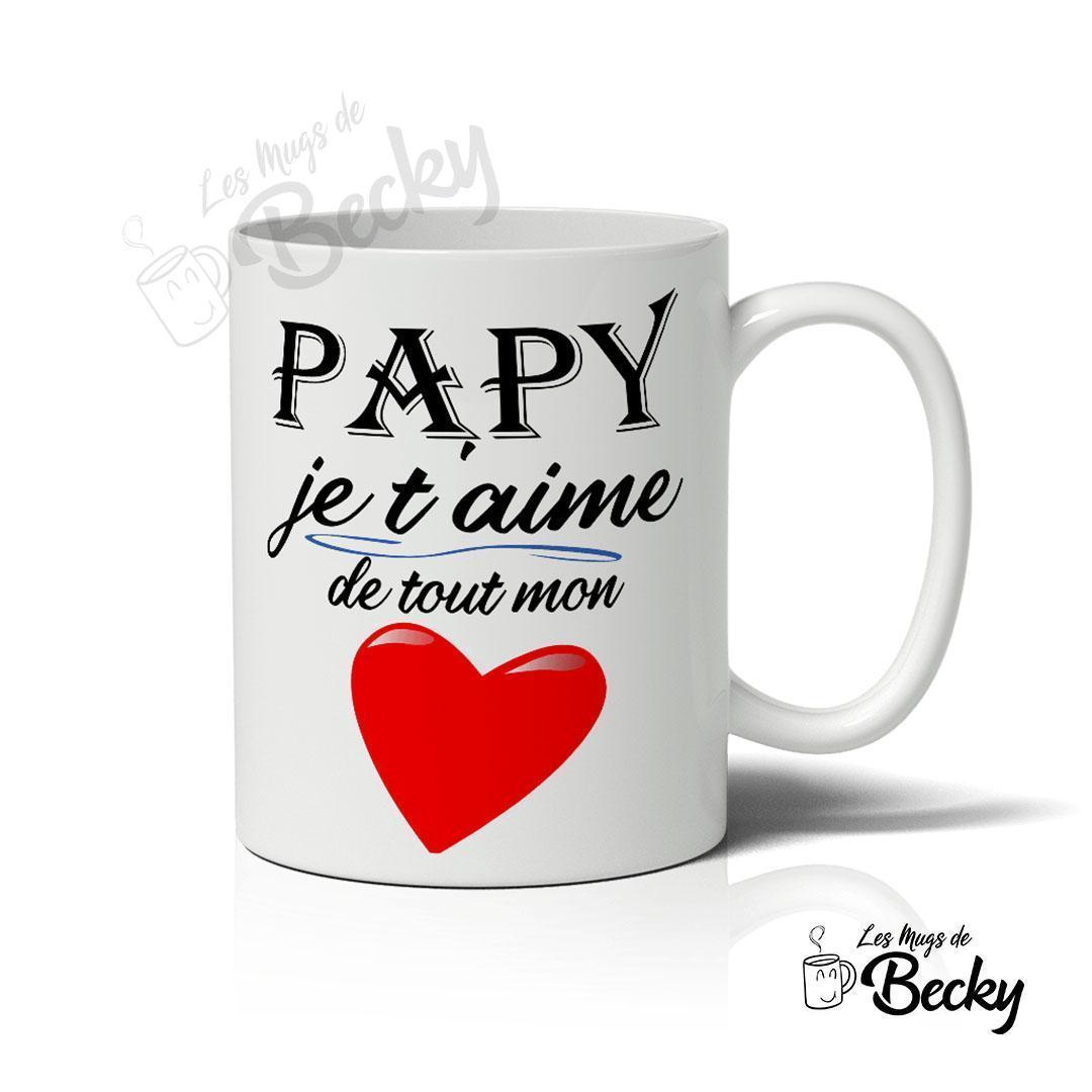 Monsieur TSHIRT Tazza con scritta Papa Papy, in ceramica, bianca