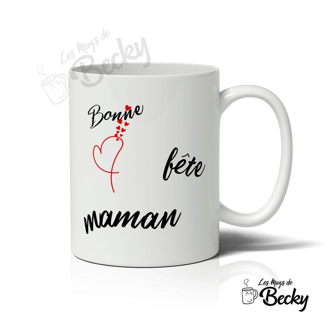 Mug Personnalisé Bonne Fête Maman Avec Gros Cœur - Les Mugs de Becky